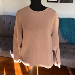 Varley Beige Ribbed Knit Top with back  keyhole cutout size Large